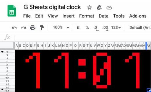 谷歌表格制作数字时钟