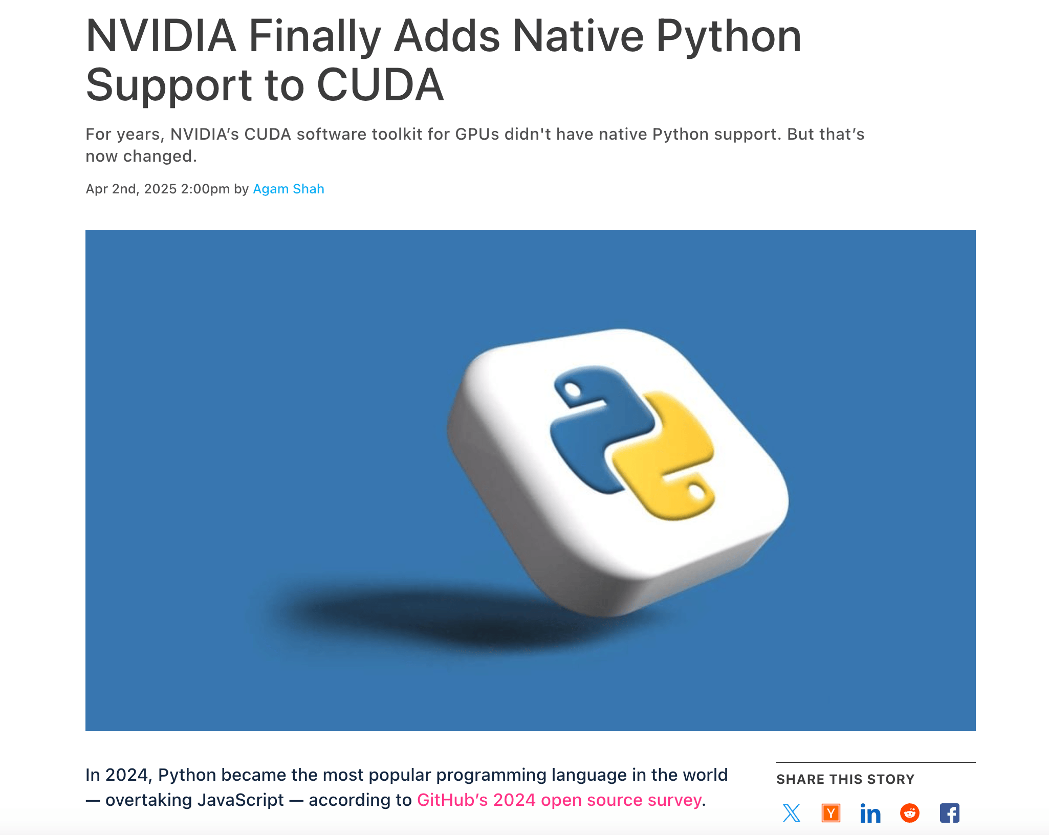 NVIDIA为CUDA添加原生Python支持